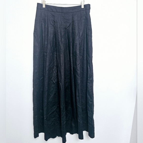 Banana Republic Lenin Blend Black Ultra Wide Lina Palazzo Pants Pocket Sz 8 New - Picture 7 of 16